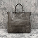 クロコダイル トートバッグ ワニ革 ポロサス 本革 グレー CALON