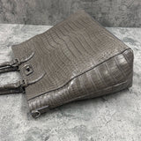 クロコダイル トートバッグ ワニ革 ポロサス 本革 グレー CALON