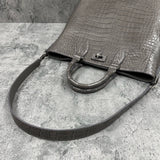 クロコダイル トートバッグ ワニ革 ポロサス 本革 グレー CALON