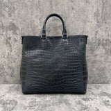 クロコダイル トートバッグ ワニ革 ポロサス 本革 紺 ネイビー CALON