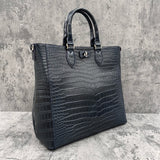 クロコダイル トートバッグ ワニ革 ポロサス 本革 紺 ネイビー CALON