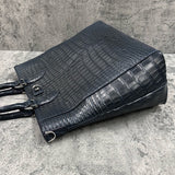 クロコダイル トートバッグ ワニ革 ポロサス 本革 紺 ネイビー CALON