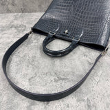 クロコダイル トートバッグ ワニ革 ポロサス 本革 紺 ネイビー CALON