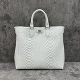 パイソン トートバッグ 蛇革 本革 白 ホワイト CALON