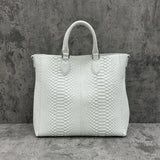 パイソン トートバッグ 蛇革 本革 白 ホワイト CALON