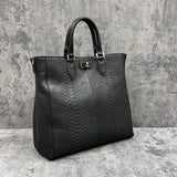パイソン トートバッグ 蛇革 本革 黒 ブラック CALON(G)