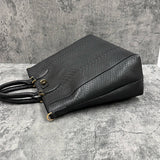 パイソン トートバッグ 蛇革 本革 黒 ブラック CALON(G)