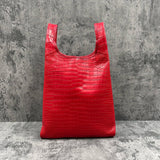 クロコダイル トートバッグ ワニ革 ポロサス 本革 赤 レッド COLOGY-S