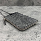 パイソン スマホショルダー 蛇革 本革 グレー グラファイト CAPRI