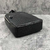 クロコダイル ボディバッグ ワニ革 ポロサス 本革 黒 ブラック DAG