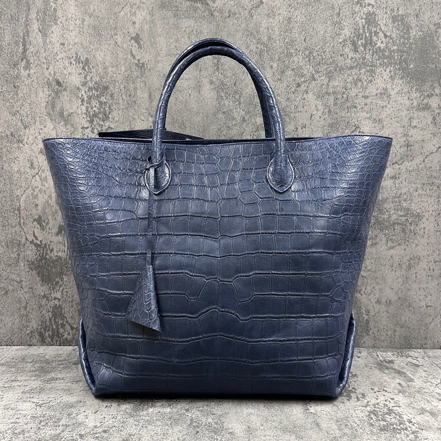 クロコダイル トートバッグ ワニ革 ポロサス 本革 紺 ネイビー ROOTS