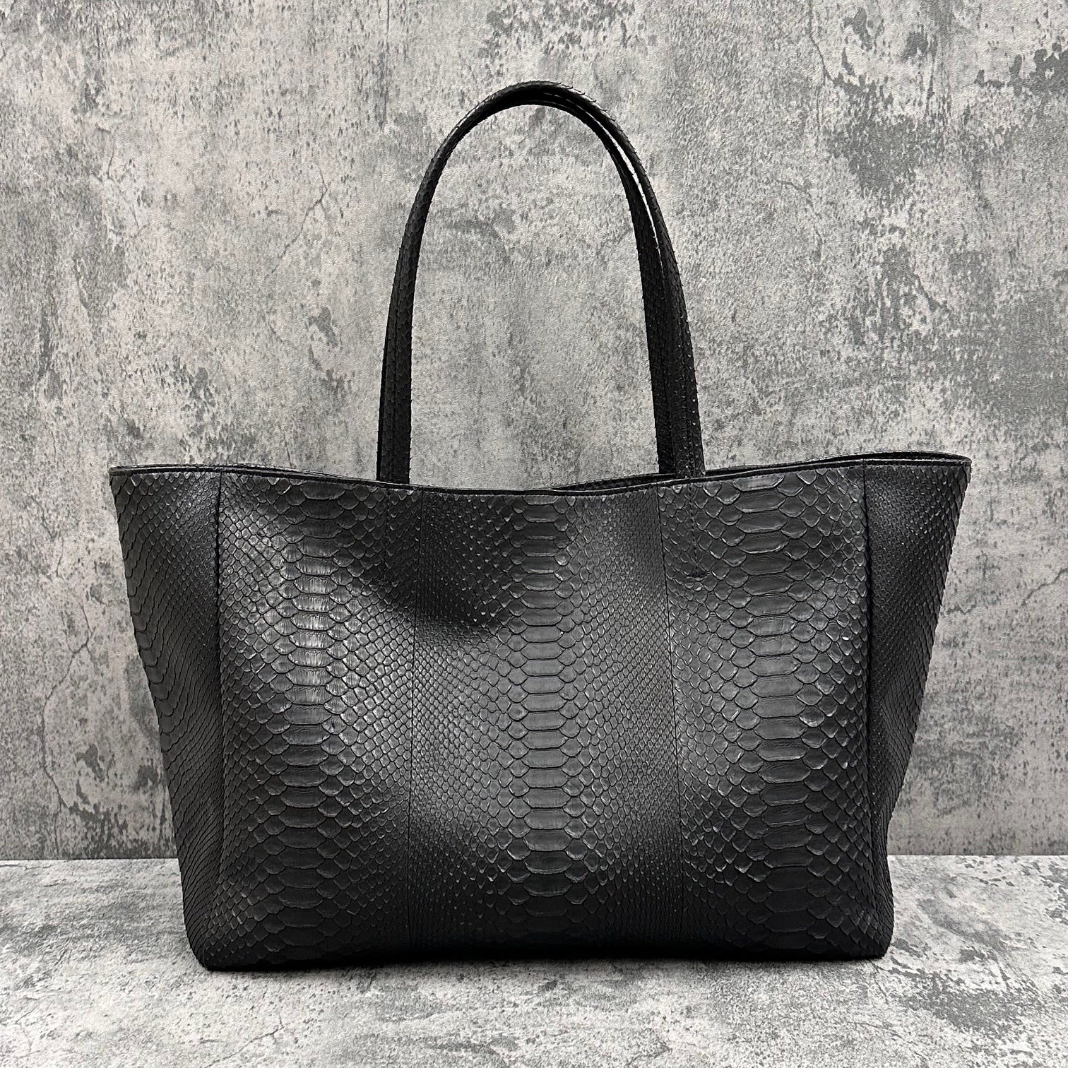 パイソン トートバッグ 蛇革 本革 黒 ブラック SPERANZA – Le'sac