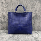 クロコダイル トートバッグ ワニ革 ポロサス 本革 青 ブルーベリー TAOTH SPORT