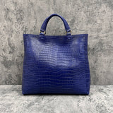 クロコダイル トートバッグ ワニ革 ポロサス 本革 青 ブルーベリー TAOTH SPORT