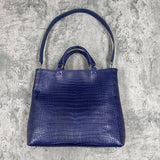クロコダイル トートバッグ ワニ革 ポロサス 本革 青 ブルーベリー TAOTH SPORT
