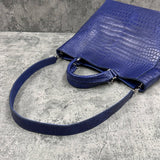 クロコダイル トートバッグ ワニ革 ポロサス 本革 青 ブルーベリー TAOTH SPORT