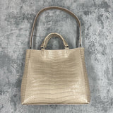 クロコダイル トートバッグ ワニ革 ポロサス 本革 ベージュ TAOTH SPORT