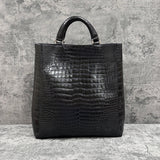 クロコダイル トートバッグ ワニ革 ポロサス 本革 黒 ブラック TAOTH