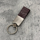 クロコダイル キーホルダー ワニ革 ポロサス 本革 ワイン ボルドー 品番D283