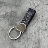 クロコダイル キーホルダー ワニ革 ポロサス 本革 紺 ネイビー 品番D284