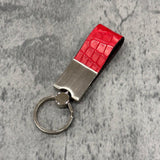 クロコダイル キーホルダー ワニ革 ポロサス 本革 赤 レッド 品番D283