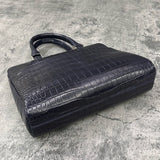 クロコダイル ミニブリーフバッグ ワニ革 ポロサス 本革 紺 ネイビー GENOVA