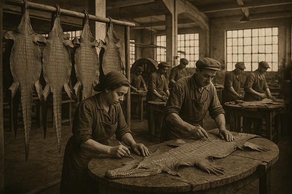 エキゾチックレザー鞣し工場のイメージ写真