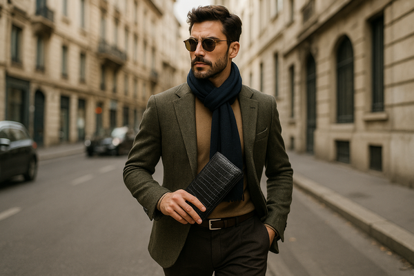 クロコダイル長財布を持つ男性のイメージ画像