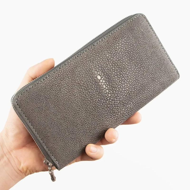 スティングレイ 長財布 ラウンドファスナー エイ革 ガルーシャ 本革