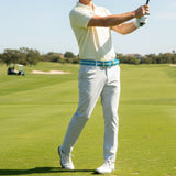 スティングレイ(ガルーシャ) 40mm連石ベルト エイ革 本革 メンズ 水色 ターコイズ 品番1816