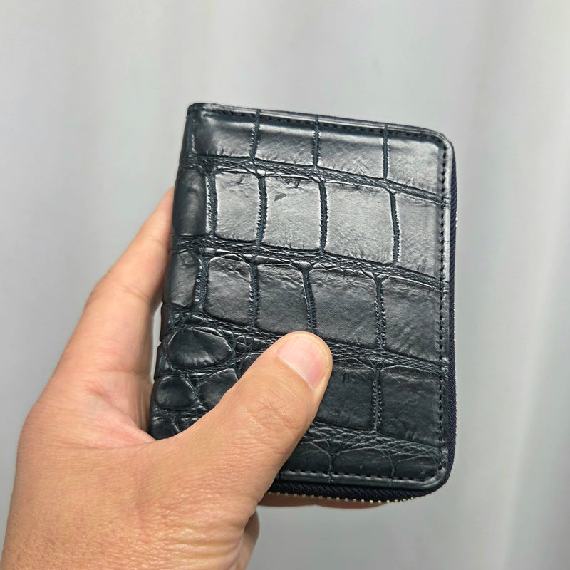 クロコダイル 二つ折り財布 ラウンドファスナー ミドルウォレット ワニ