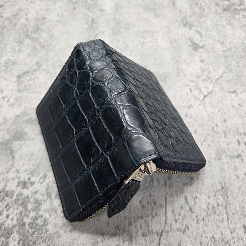 クロコダイル 二つ折り財布 ラウンドファスナー ミドルウォレット ワニ