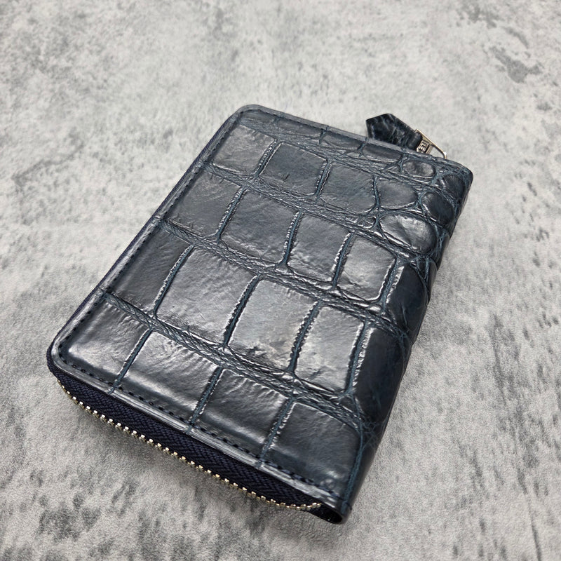 クロコダイル 二つ折り財布 ラウンドファスナー ミドルウォレット ワニ