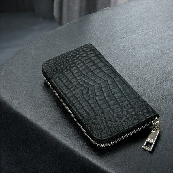 大峡鞄　クロコダイルレザー ブラック 長財布 池田工芸】マットクロコの素材の“味”を堪能する「黒」。Crocodile Long