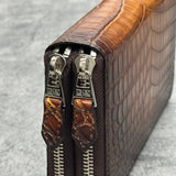 クロコダイルのダブルファスナー長財布