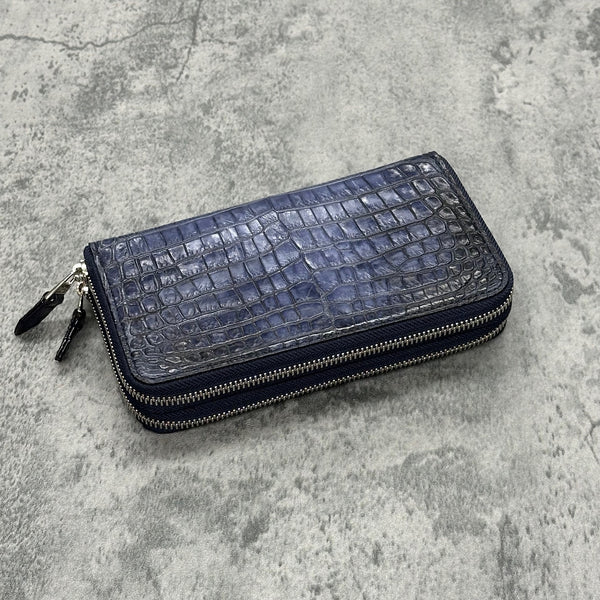 クロコのダブルファスナー長財布