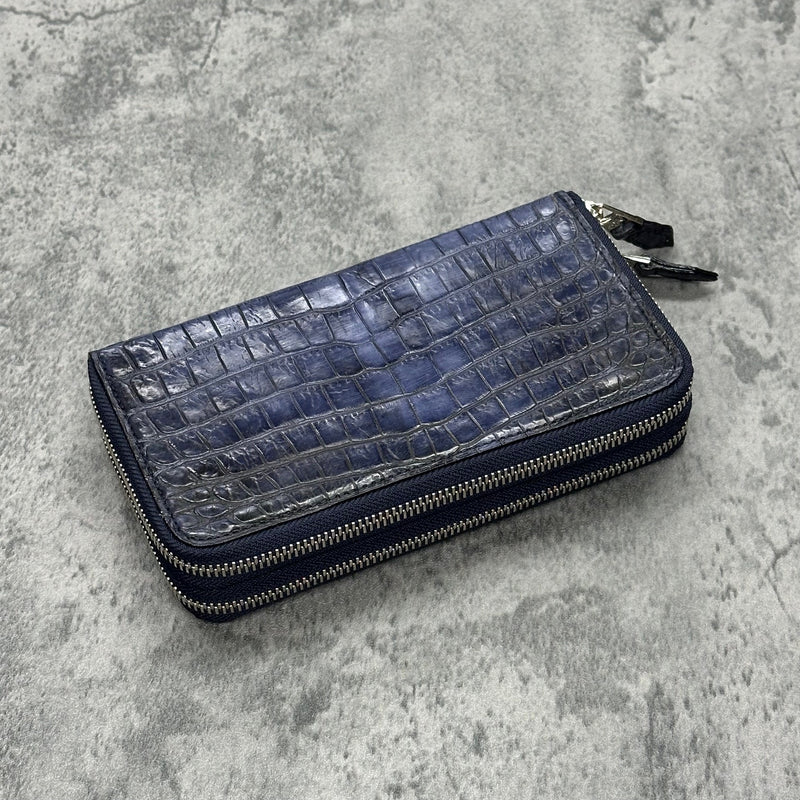 クロコのダブルファスナー長財布