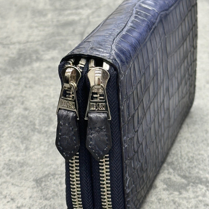 クロコのダブルファスナー長財布