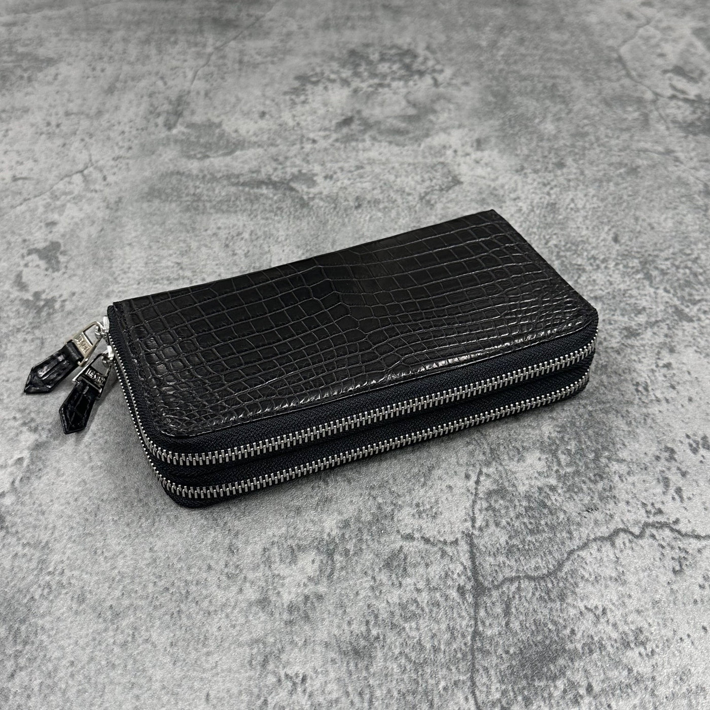 クロコダイル ダブルファスナー長財布 8175 - BLACK/ブラック – Le'sac