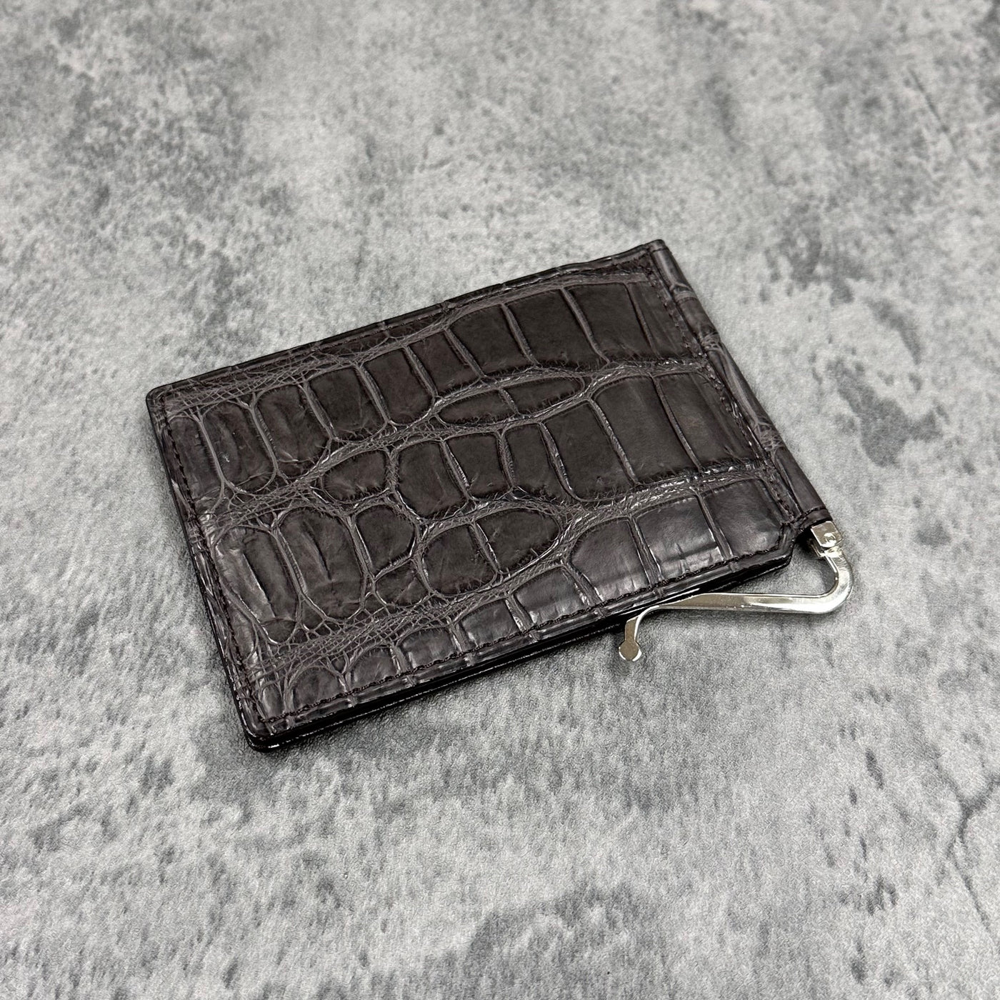 クロコダイル マネークリップ(札ばさみ) メンズ財布 ワニ革 マット