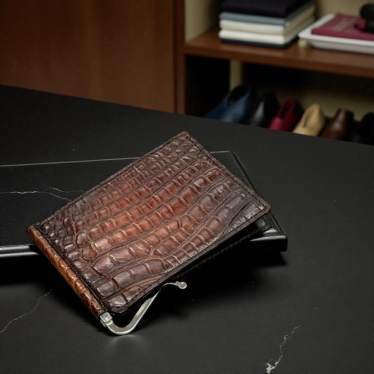 クロコダイル マネークリップ (札ばさみ) メンズ レディース 本革 手