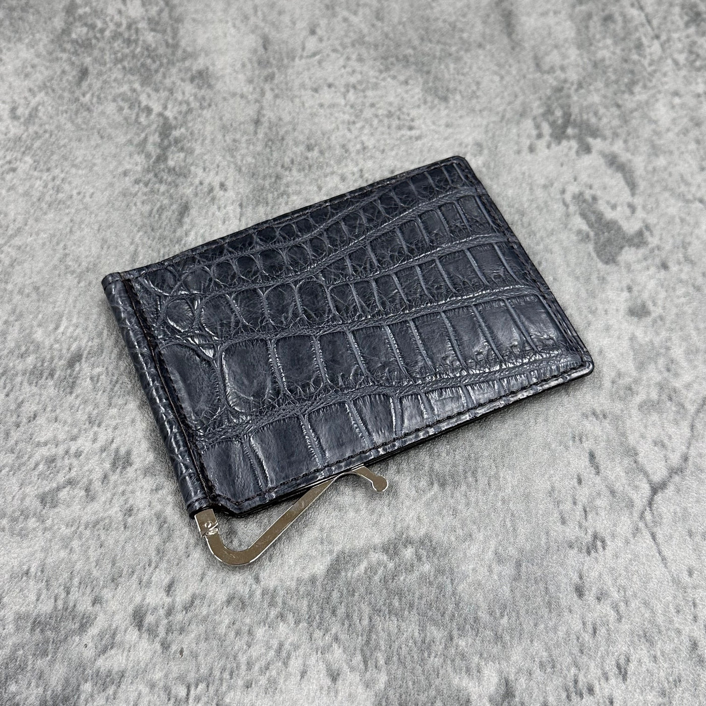 クロコダイル マネークリップ(札ばさみ) メンズ財布 ワニ革 マット