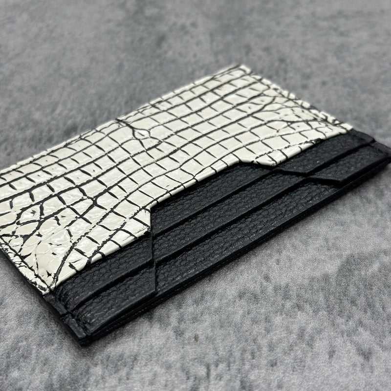 牛革/クロコダイル カード入れ ワニ革 本革 黒＆バニラ 品番8183 – Le'sac