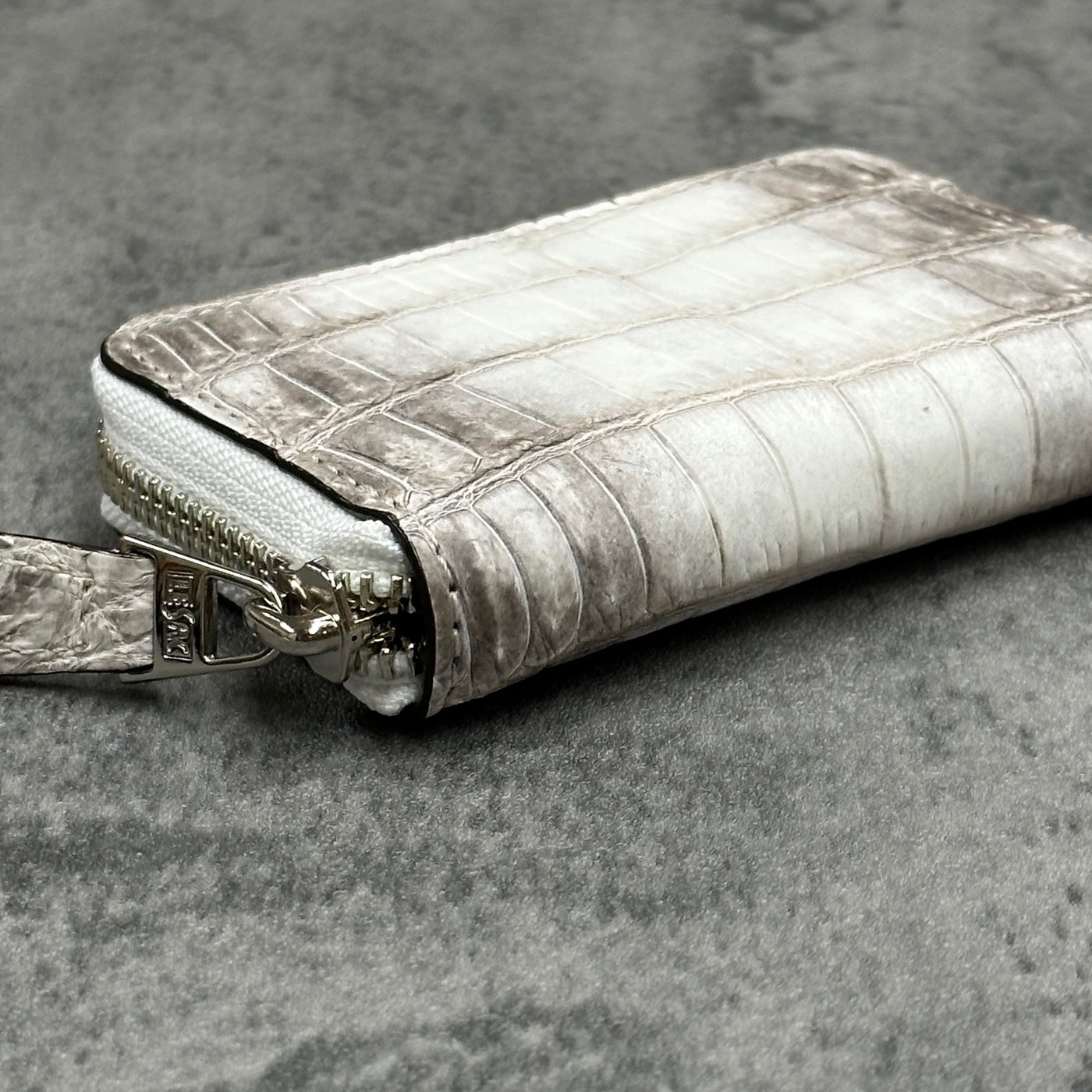 クロコダイル小銭入れ ラウンドファスナー メンズ レディース 本革 白