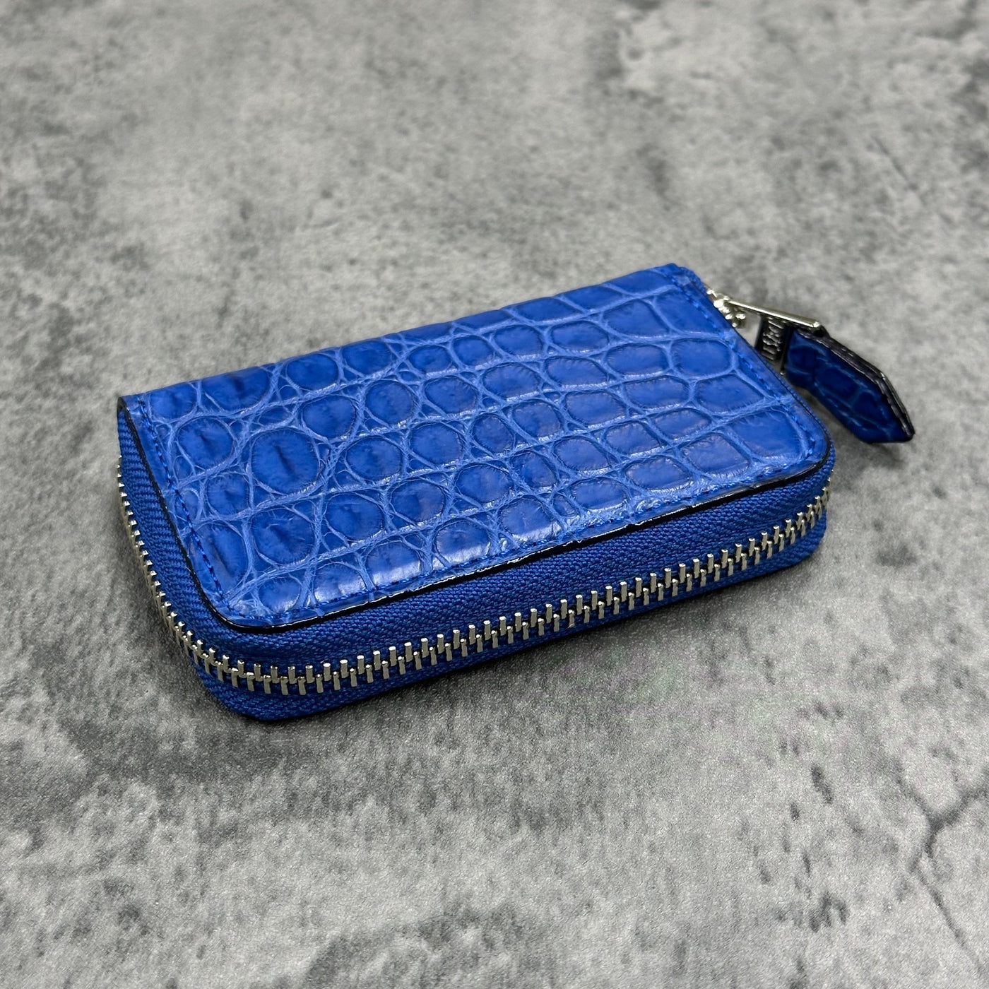 クロコダイル小銭入れ ラウンドファスナー メンズ レディース 本革 青