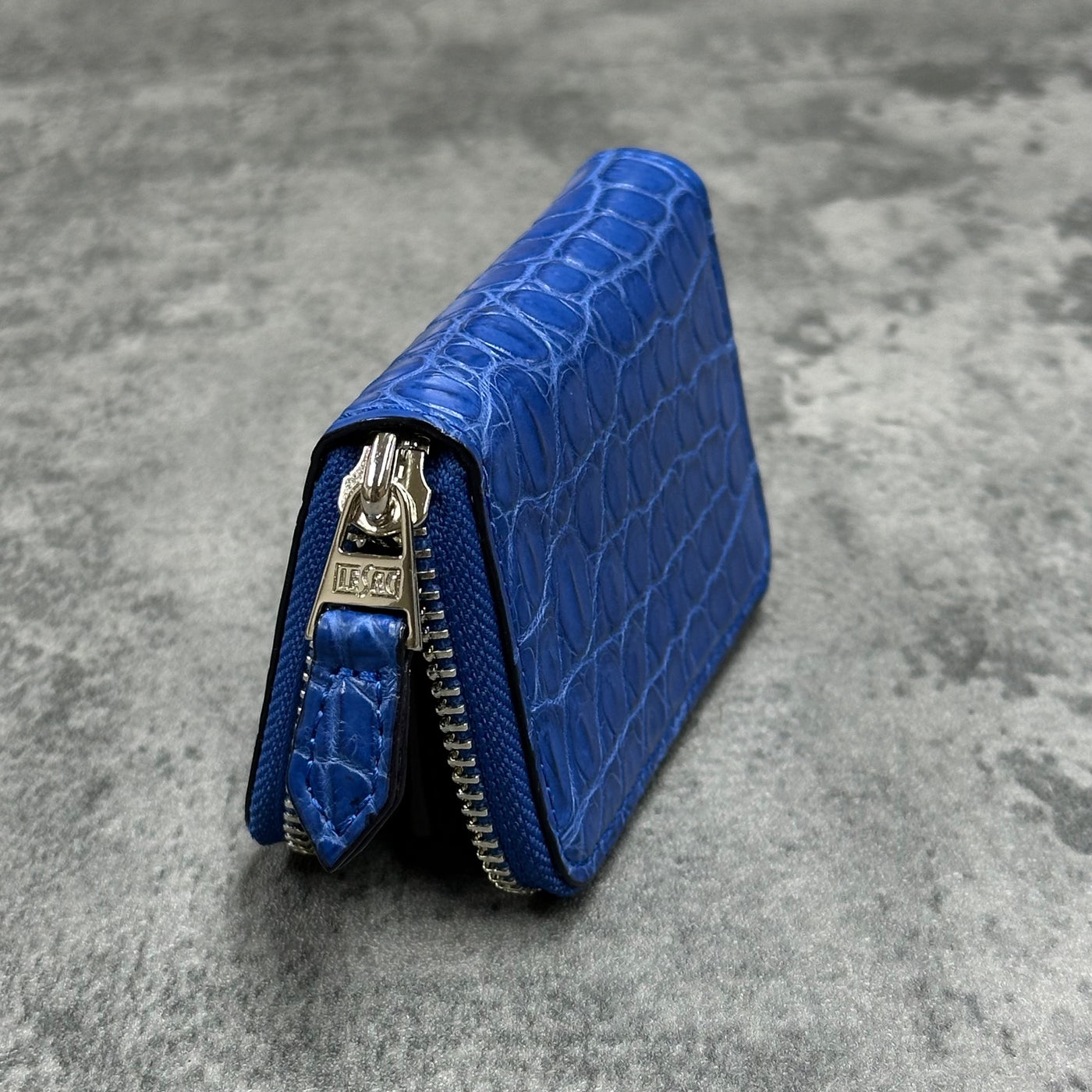 クロコダイル小銭入れ ラウンドファスナー メンズ レディース 本革 青