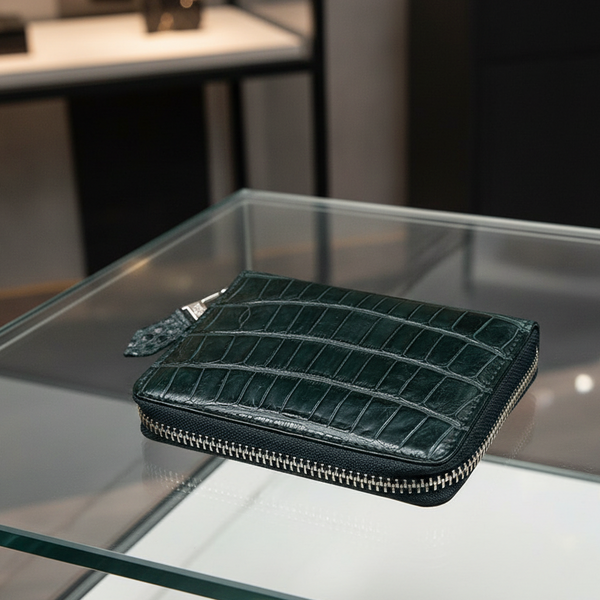 グリーンのワニ革の財布