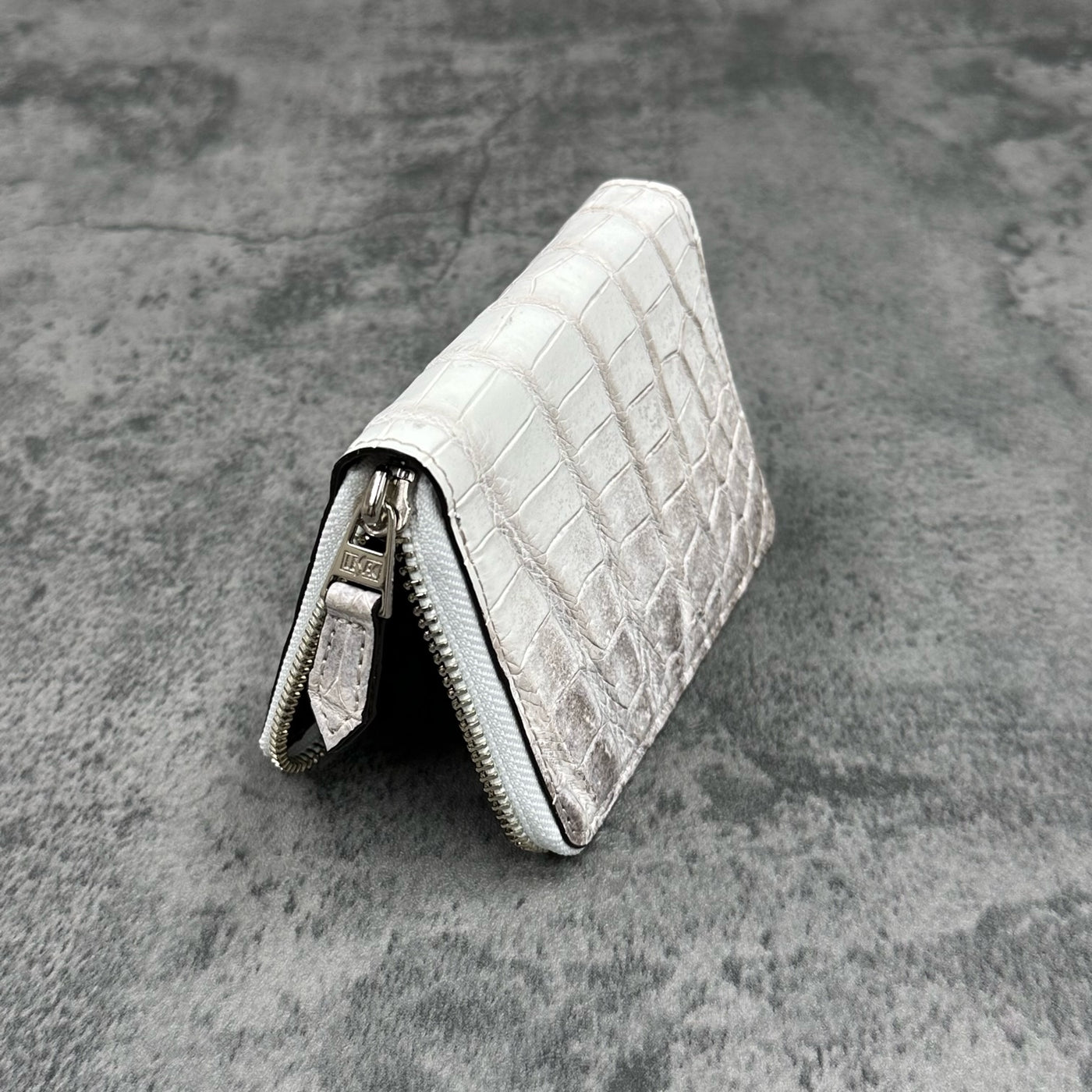 クロコダイル 二つ折り財布 ラウンドファスナー ミドルウォレット ワニ