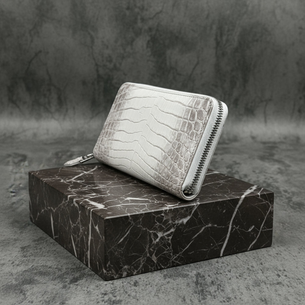 クロコダイル 新品 メンズ 長財布 ワニ ラウンドファスナー ギャルソン 白 クロコダイル ギャルソン ラウンド 長財布 男女兼用 レディース メンズ