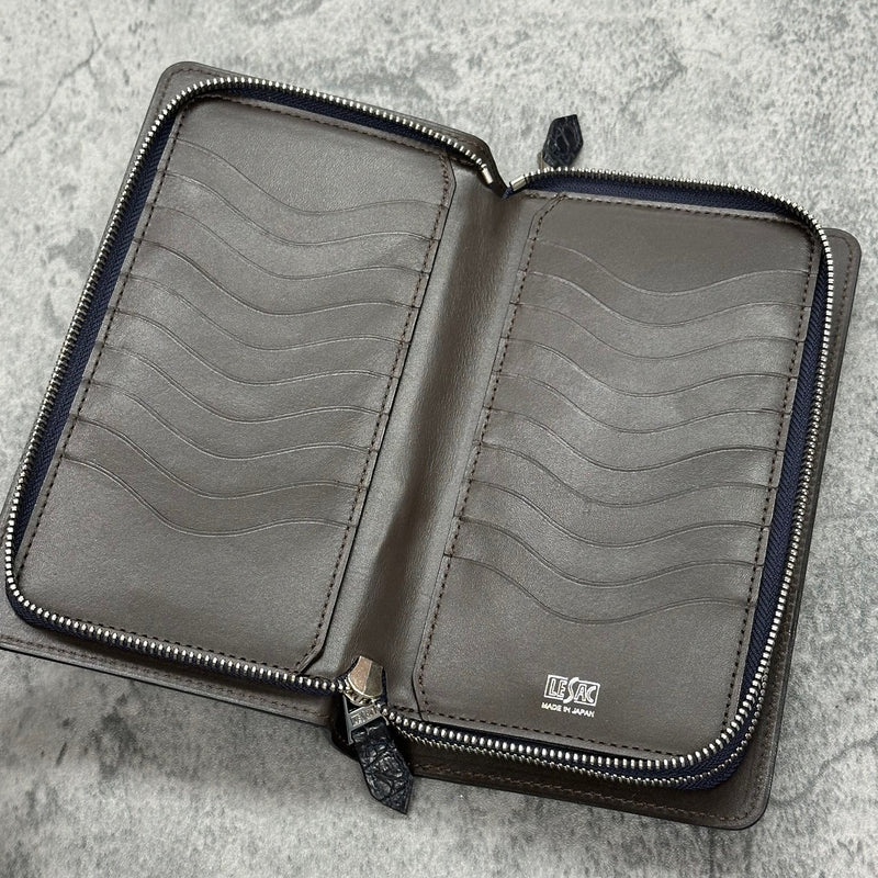 クロコダイル ダブルファスナー長財布 ワニ革 ポロサス 本革 ハンドル
